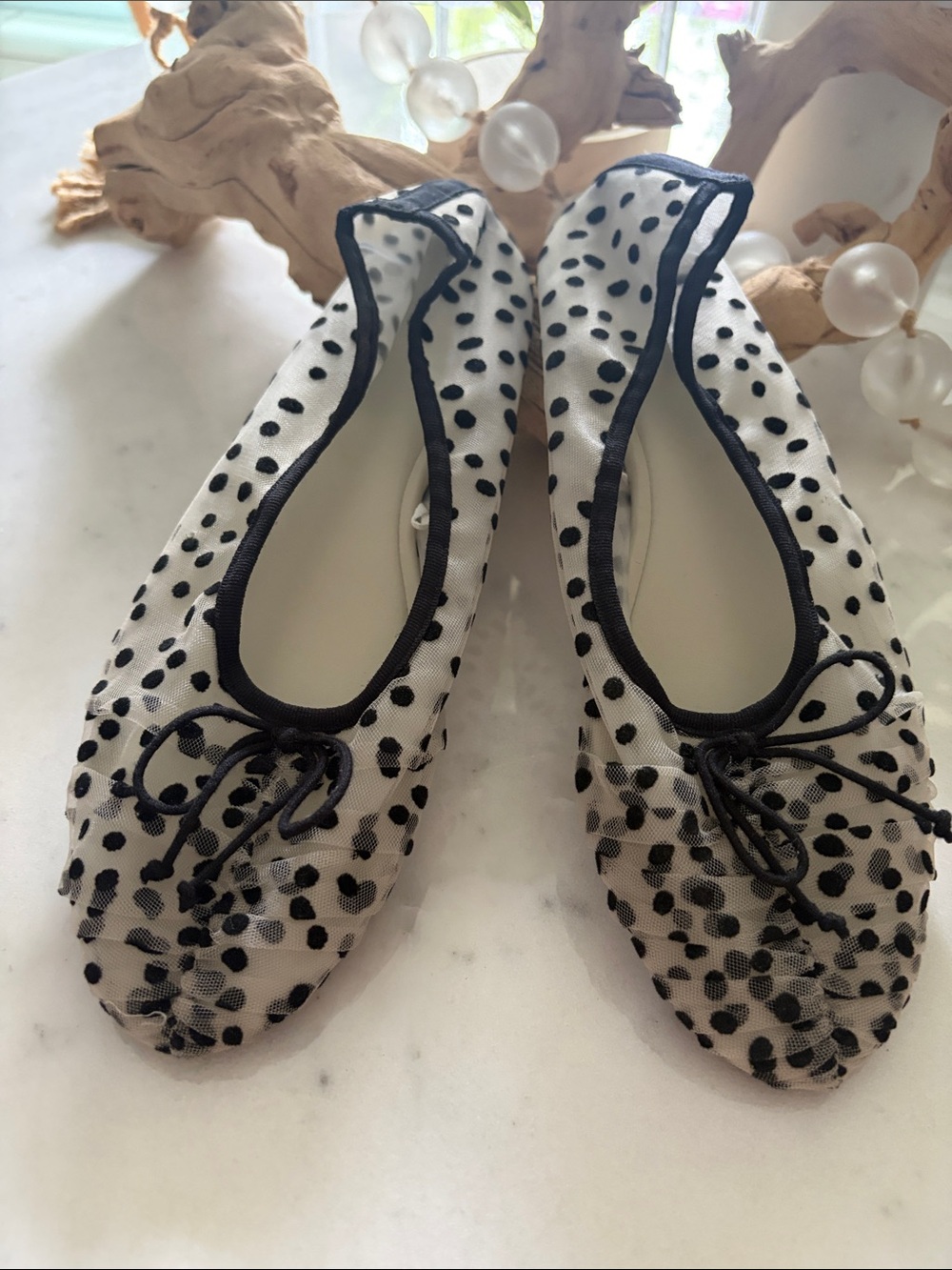 Zara Black & White Polka Dot Ballet Flats